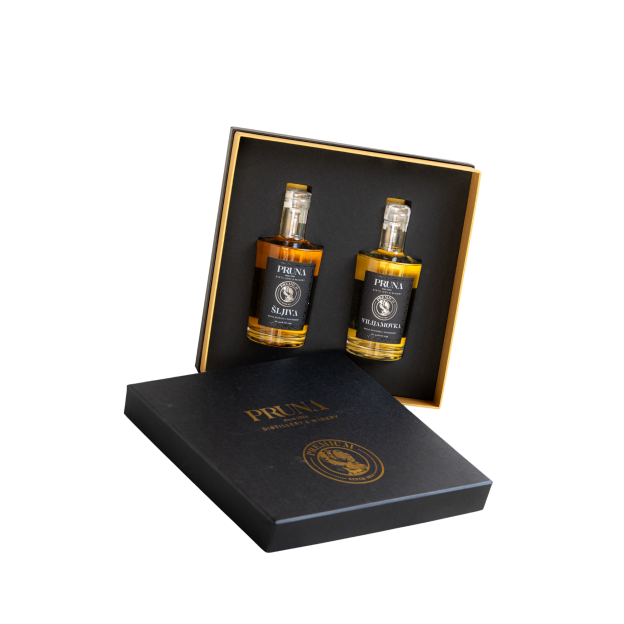 Pflaumenbrand Šljiva PREMIUM 0.35l und Birnenbrand Vilijamovka PREMIUM 0.35l Lux Box